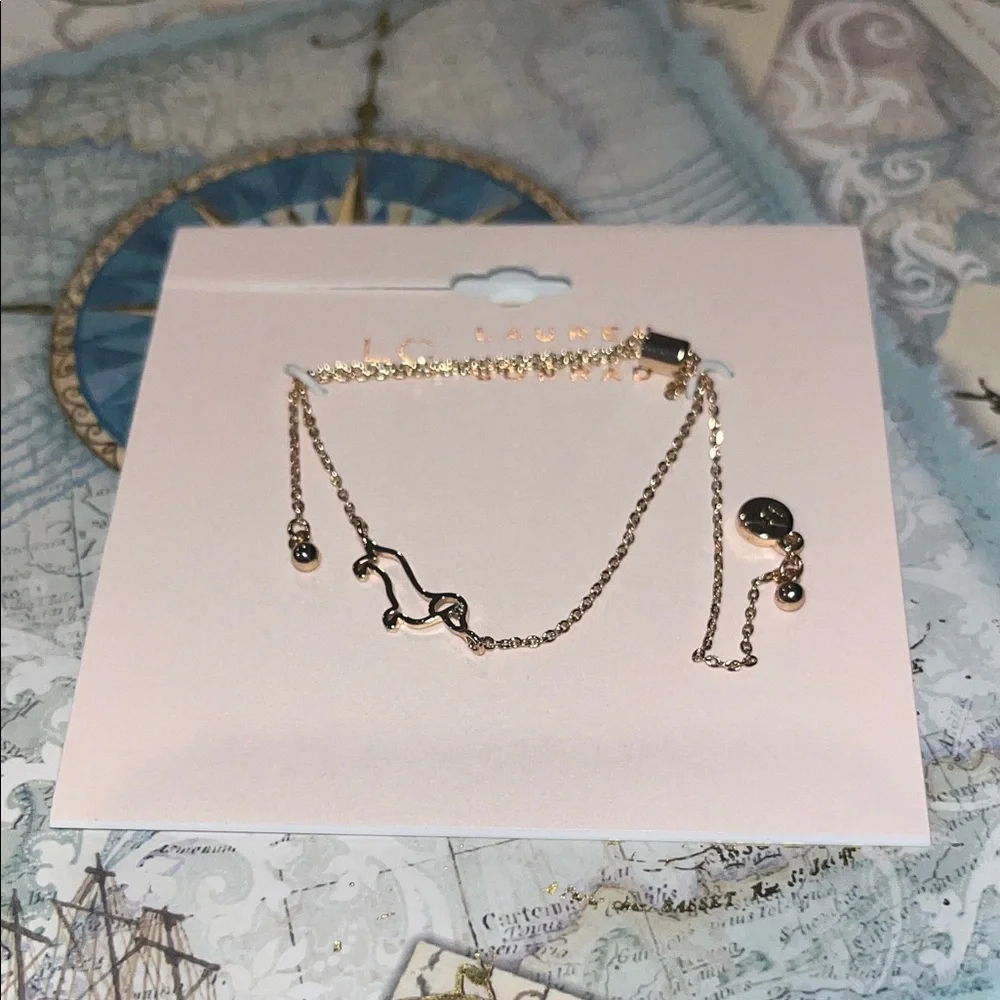Lauren Conrad Simulated Crystal Eye Dachshund Outline Pull Tie Bracelet